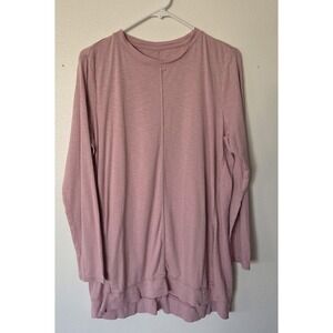 J Jill Womens Soft Pink Pima Cotton Elliptical Long Sleeve Pullover Top Shirt  L